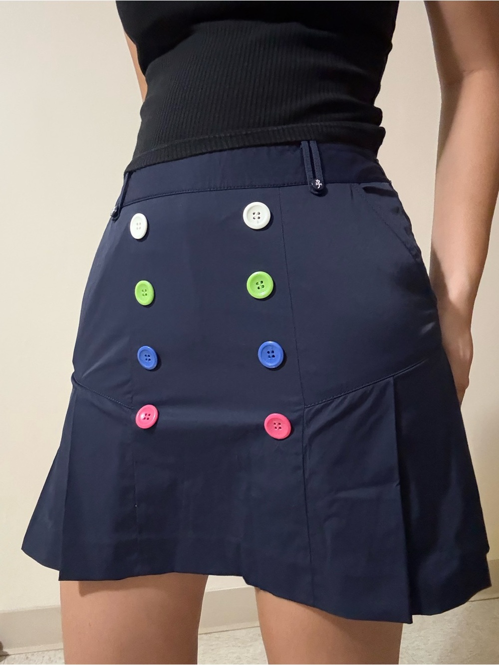 Castelbajac Navy Colorful Buttoned Golf Skort